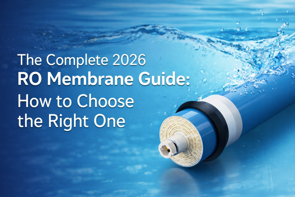 RO membrane guide cover image showing a reverse osmosis membrane with water background