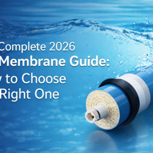 RO membrane guide cover image showing a reverse osmosis membrane with water background
